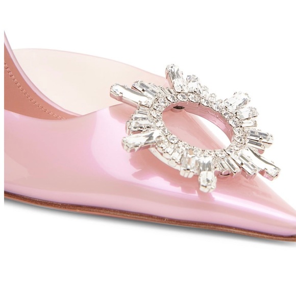 NEW Amina Muaddi Begum Embellished PVC Slingback Pumps 37 $1190 - Picture 5 of 8